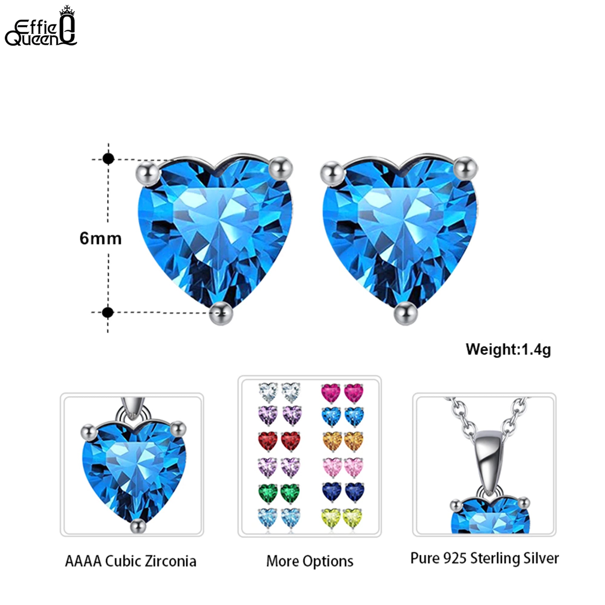 Effie Queen 925 boucles d'oreilles en argent Sterling pierre de naissance pour femmes AAA Zircon cubique 12 couleurs boucles d'oreilles mode fille bijoux SE84