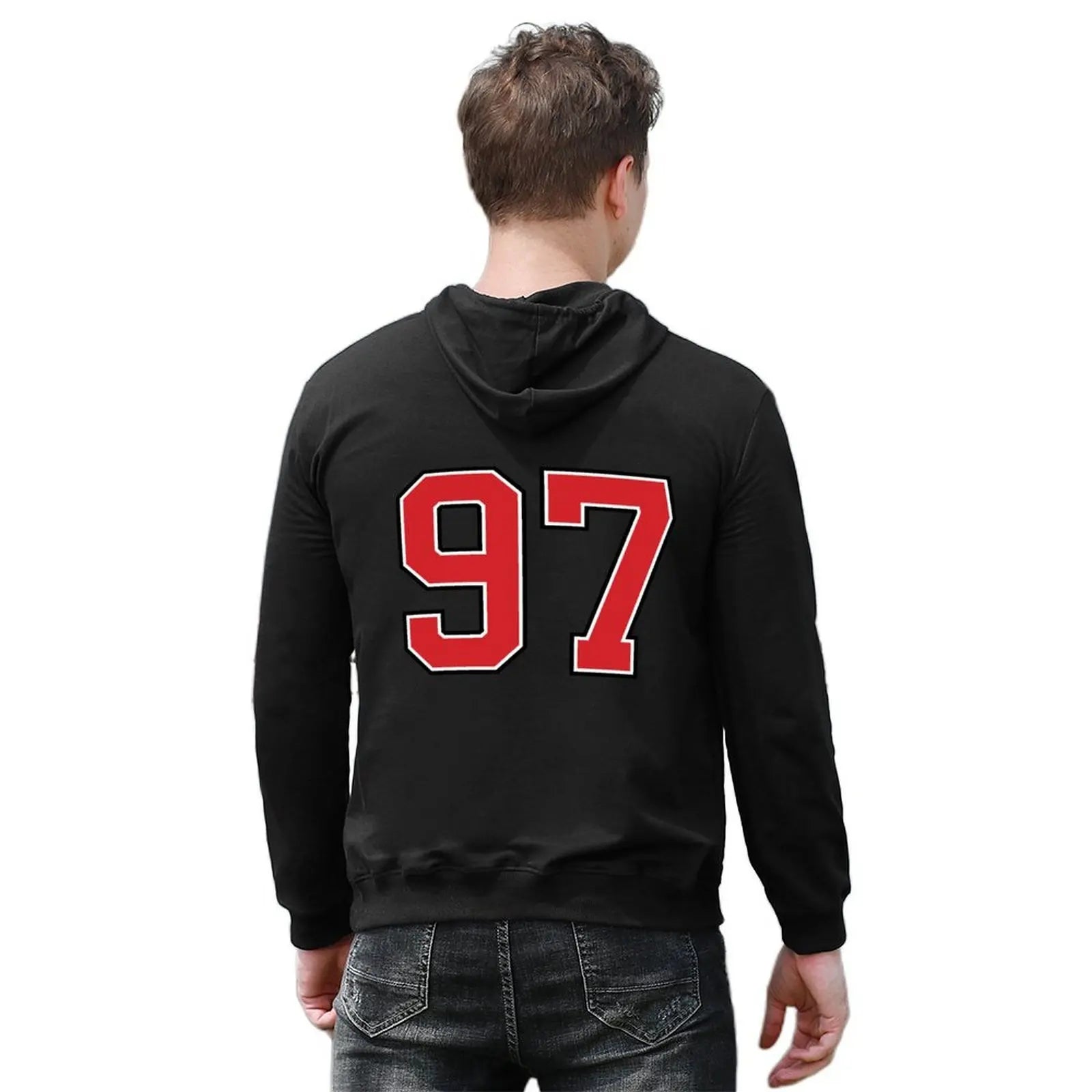 Sport numéro 97, couleur rouge noir chanceux sport ninety sept sweat à capuche vêtements pour hommes automne vêtements à capuche graphique