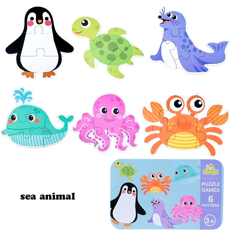 Puzzle en bois pour bébé jouets Montessori dos boîte en fer pour enfants de 2 3 et 4 ans