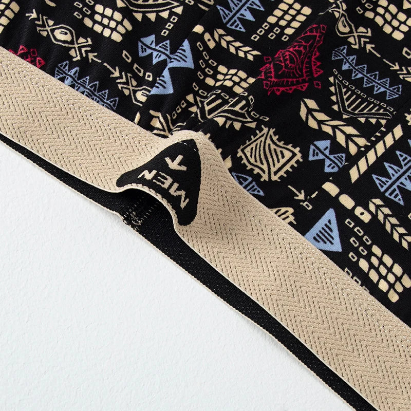 Fashionable and versatile printed underwear for men, 5-piece set, all seasons, comfortable, plus size, youthful boxer shorts, casual shorts