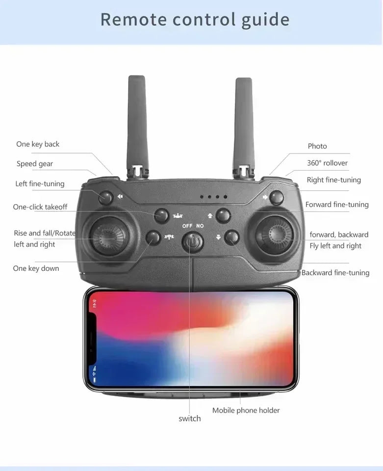 Elite E88 2024 RC Drone – 4K Ultra HD Camera | Foldable and Portable | Altitude Hold | Perfect Gift for Adults and Children