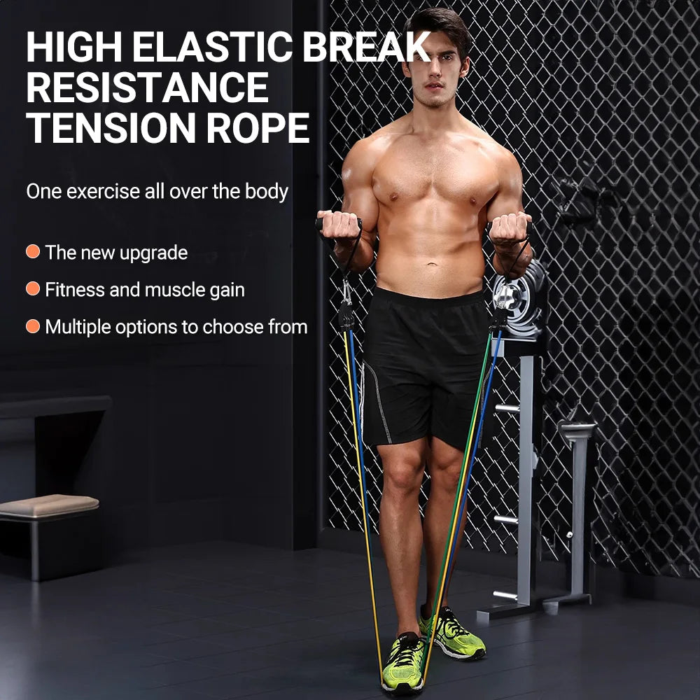 Ensemble de bandes de résistance de musculation, tendeur multifonction, ceinture d'entraînement musculaire, bandes élastiques, équipement de Fitness Portable