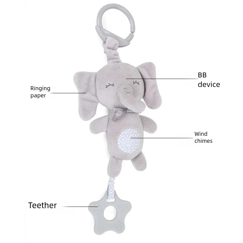 Hochets suspendus sensoriels pour nouveau-né, jouets doux d'apprentissage précoce, poussette en peluche pour enfants, lit de voiture pour nourrissons, berceau avec anneau de dentition pour les tout-petits