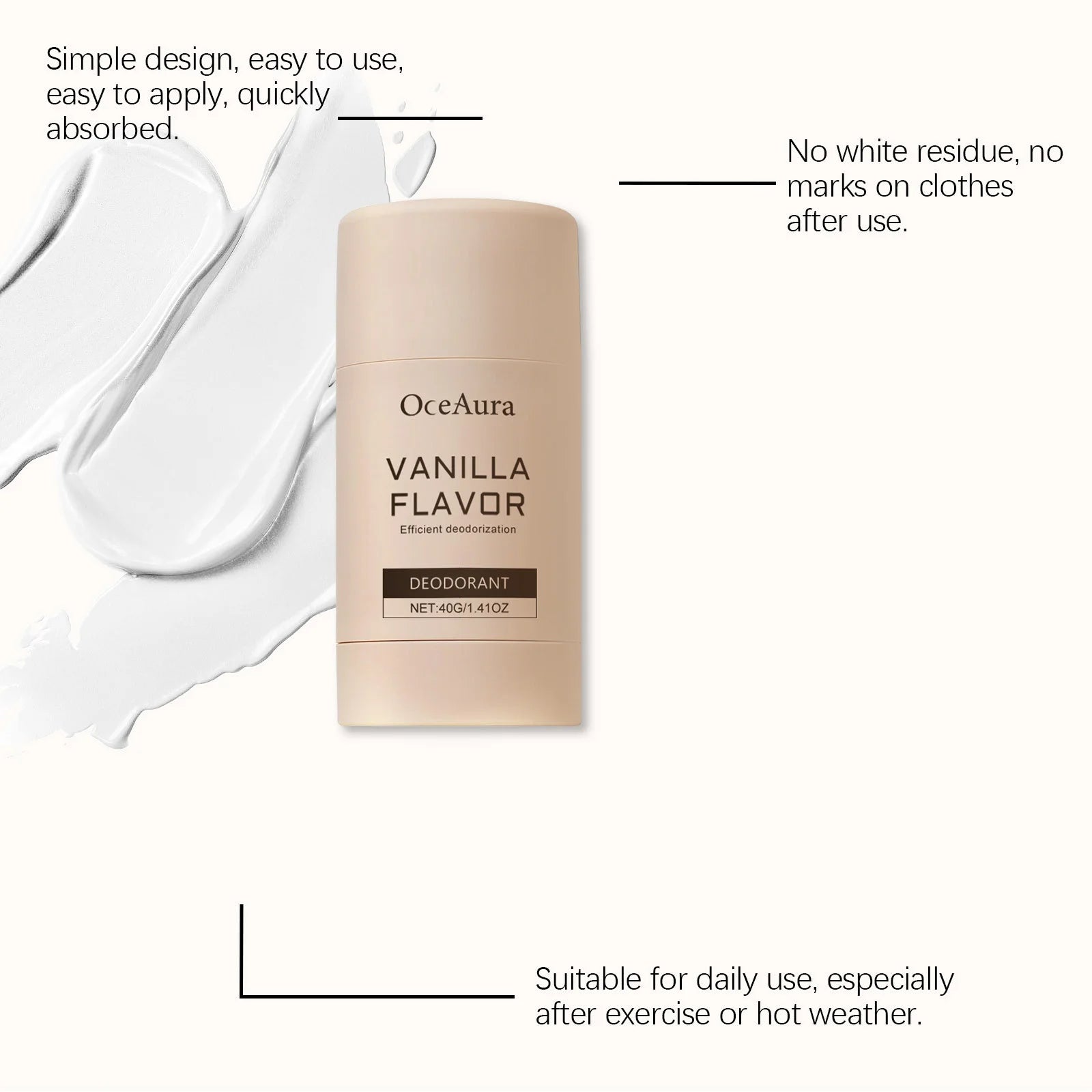 Crème anti-odeur corporelle, parfum vanille, mauvais odeur, Anti-transpiration, fraîcheur durable, déodorant sous les bras, bâton anti-transpirant