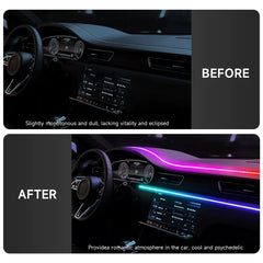 Lumière ambiante LED USB pour voiture, bandes acryliques 64 couleurs, RVB pleine couleur, intérieur de voiture, application cachée, télécommande, lampe de escale, 110cm