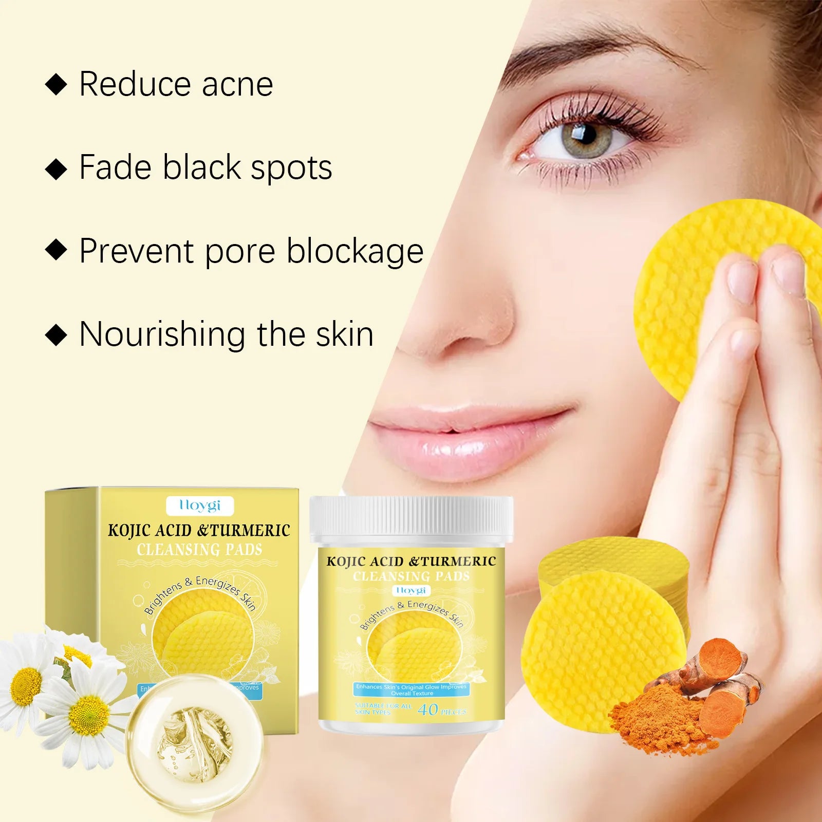 Nettoyant au curcuma, contrôle de l'huile, élimination des taches foncées, Anti-acné, nettoyage en profondeur, rétrécissement des pores, crème hydratante à la vitamine C
