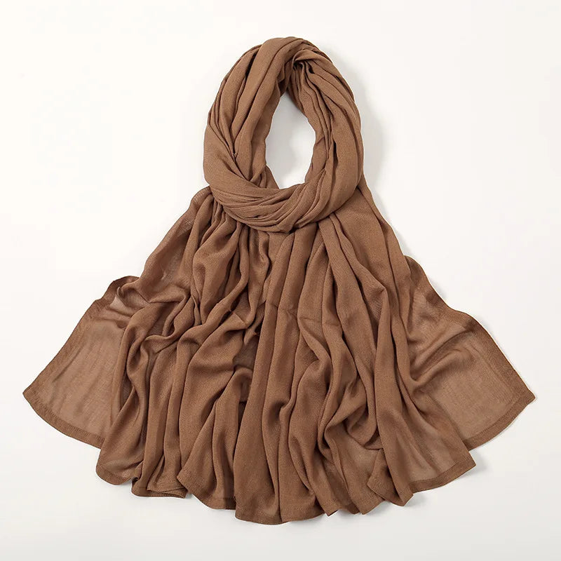 Ramadan Solid Color Plus Size Cotton Rayon Hijab Scarf Women's Muslim Headscarf Wraps Shawls Muslim Women's Headband Islamic Turban