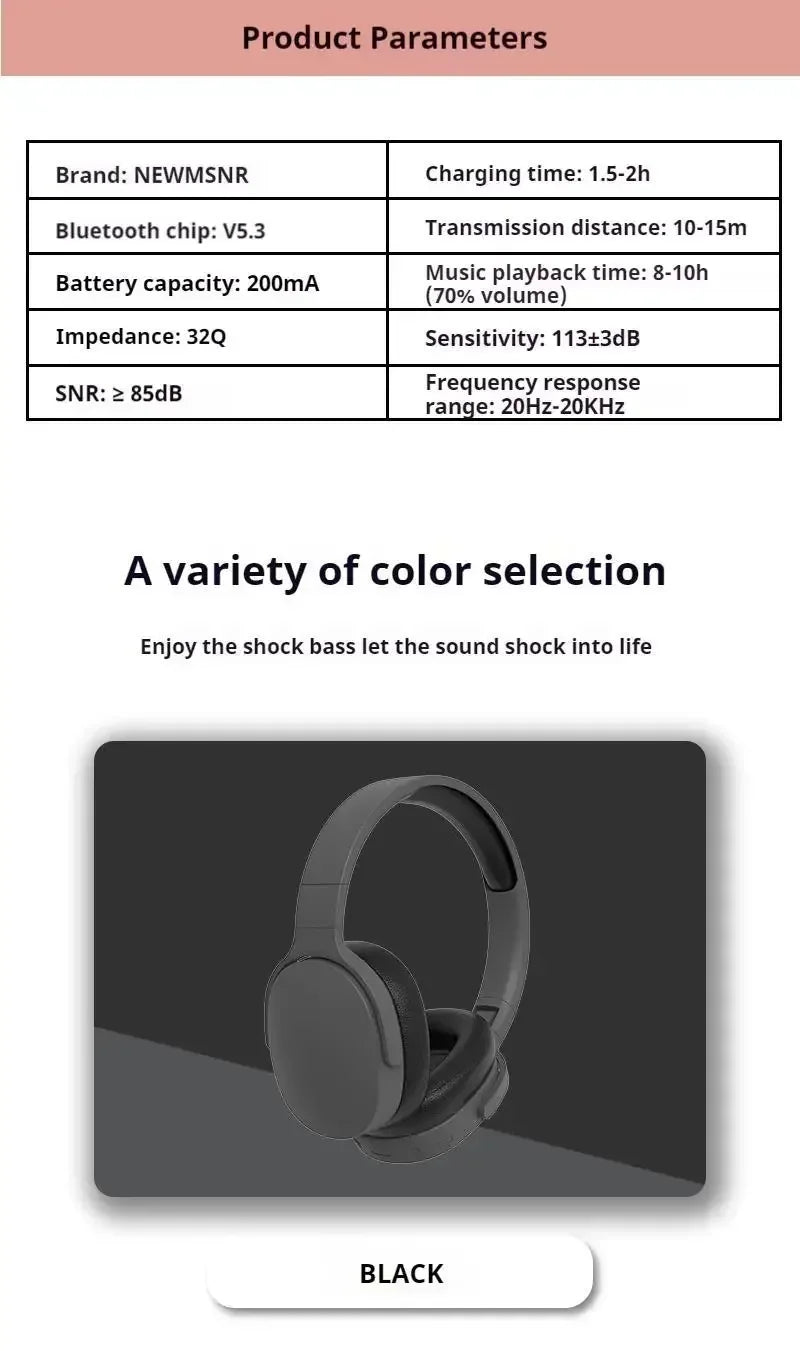 Casque sans fil Bluetooth casque sur l'oreille Hifi stéréo véritable sport écouteurs TF AUX lecteur de musique avec micro HD