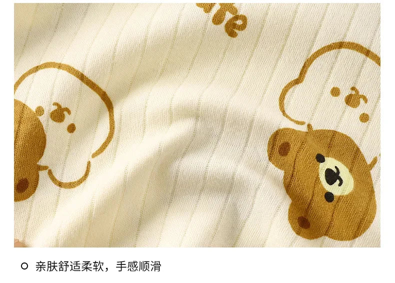 Pyjama chaud en pur coton pour enfants, garçons et filles, T-Shirt à manches longues + pantalon, dessin animé mignon, sous-vêtements d'automne pour bébés en bas âge