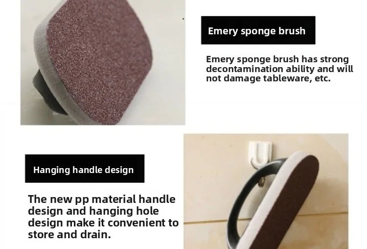 Brosse éponge émeri magique avec poignée, lingette réutilisable, nettoyeur de Pot de cuisine, BBQ, outils de nettoyage à forte décontamination