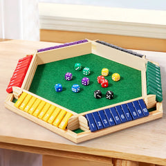 Six-sided flipping game, wooden number game, dice game in a box - parent-child board game, bar party game, leisure game