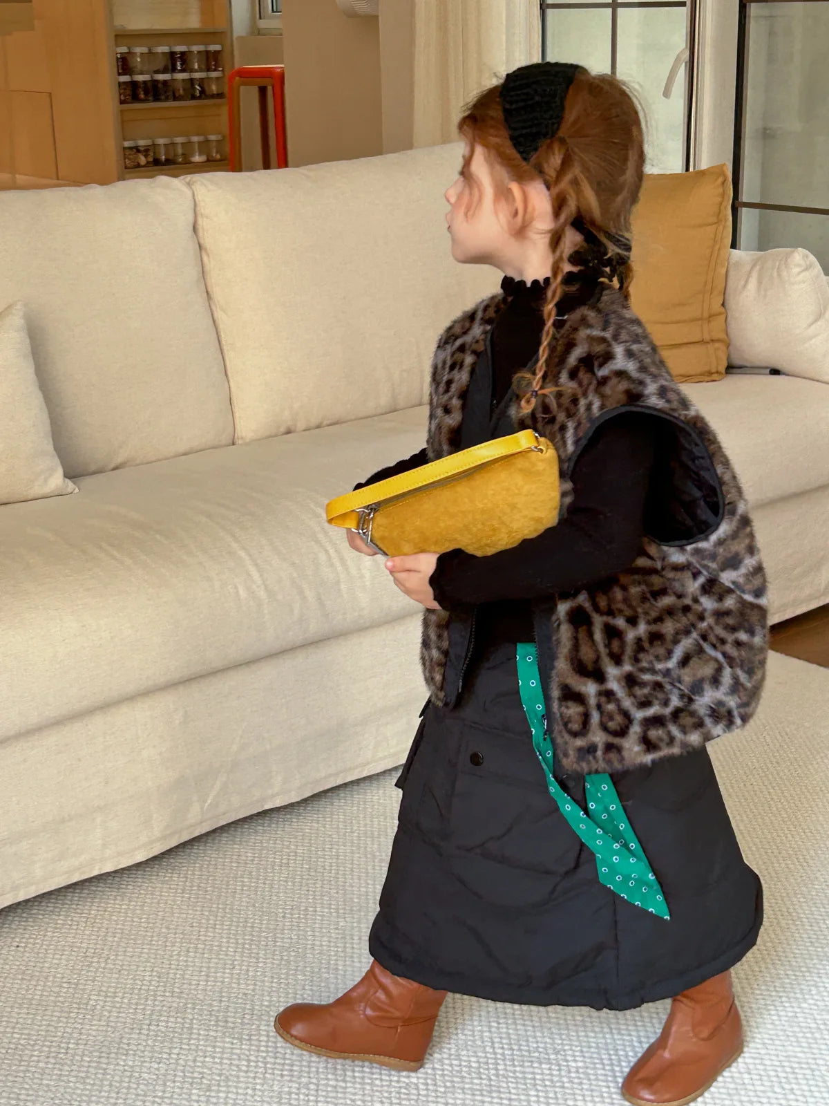 Manteau d'hiver pour filles, nouvelle mode, style occidental, fourrure intégrée, imprimé léopard, gilet en fourrure, tenue chaude quotidienne, 2025