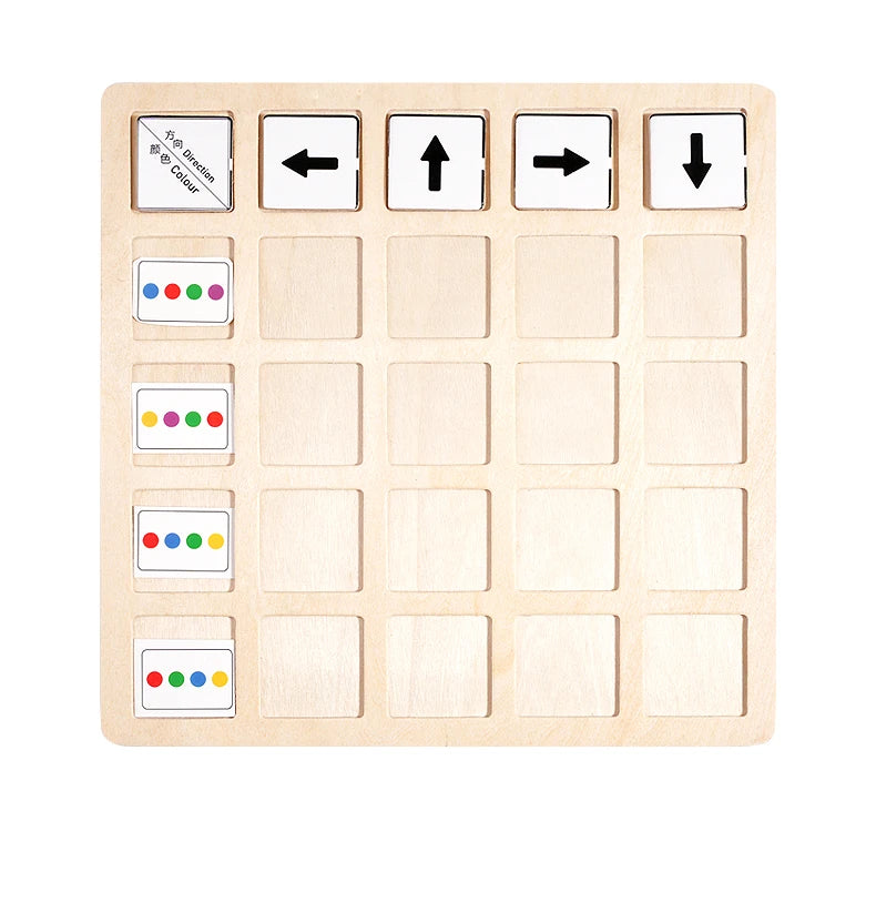 Jouets Montessori en bois pour enfants, entraînement à la pensée logique, Direction, Cognition des couleurs, jeu de société de combat éducatif