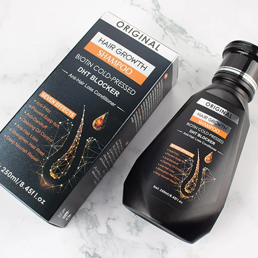 Shampoing à la biotine de 250 ml pour la croissance des cheveux et les cheveux amincissants – Shampooing au gingembre, formule épaississante pour le traitement de la perte de cheveux pour femmes et hommes