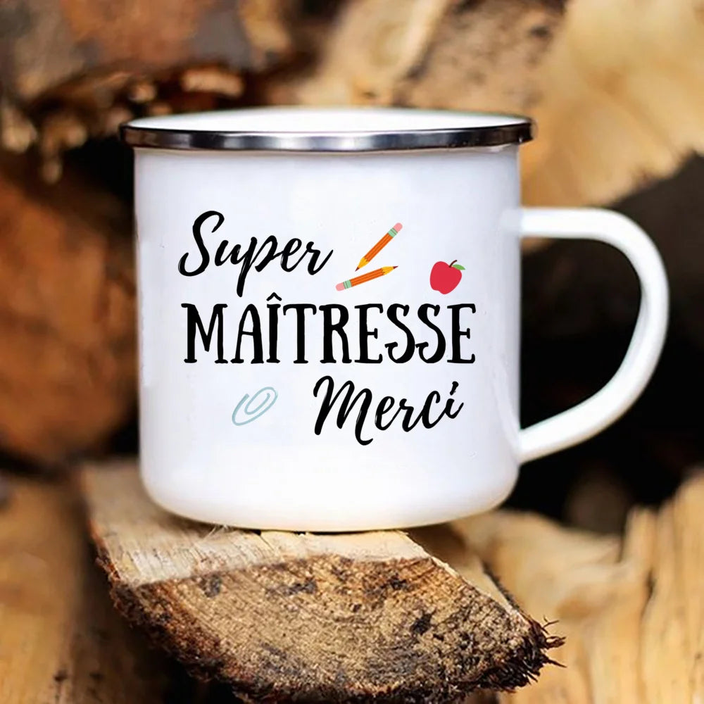Tasse émaillée de remerciement, cadeau d'urgence pour les amateurs de café, cadeaux originaux pour les enseignants, cadeau de fin d'année scolaire, surprise pour l'enseignant