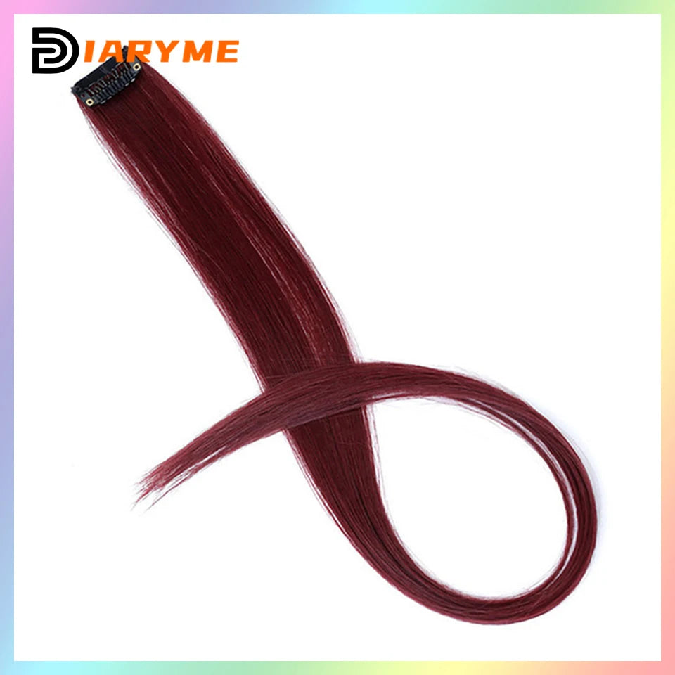 Colorful curly synthetic hair extensions for girls, long clip-in hairpiece, multicolored party strands, wig piece, for women and children