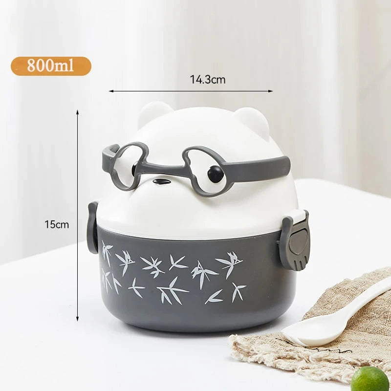 Boîte à lunch isotherme portable pour enfants, ensemble de conteneurs à lunch empilables, lunettes de dessin animé Bento, forme d'ours, récipient de stockage des aliments