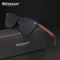 NINESUN haute qualité noyer lunettes de soleil bois lunettes polarisées hommes femmes UV400 sans monture Original en plein air mode casual lunettes