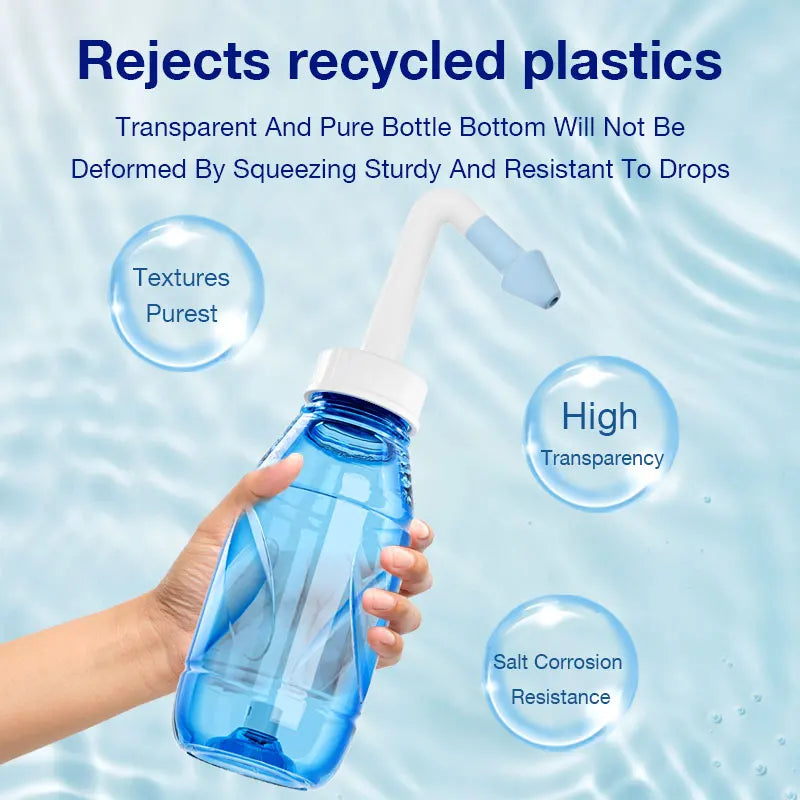 Nasal cleaner for sinusitis, nasal wash, for adults and children, allergic rhinitis treatment, nasal irrigator, neti pot, nasal cleaning tool, 330ml