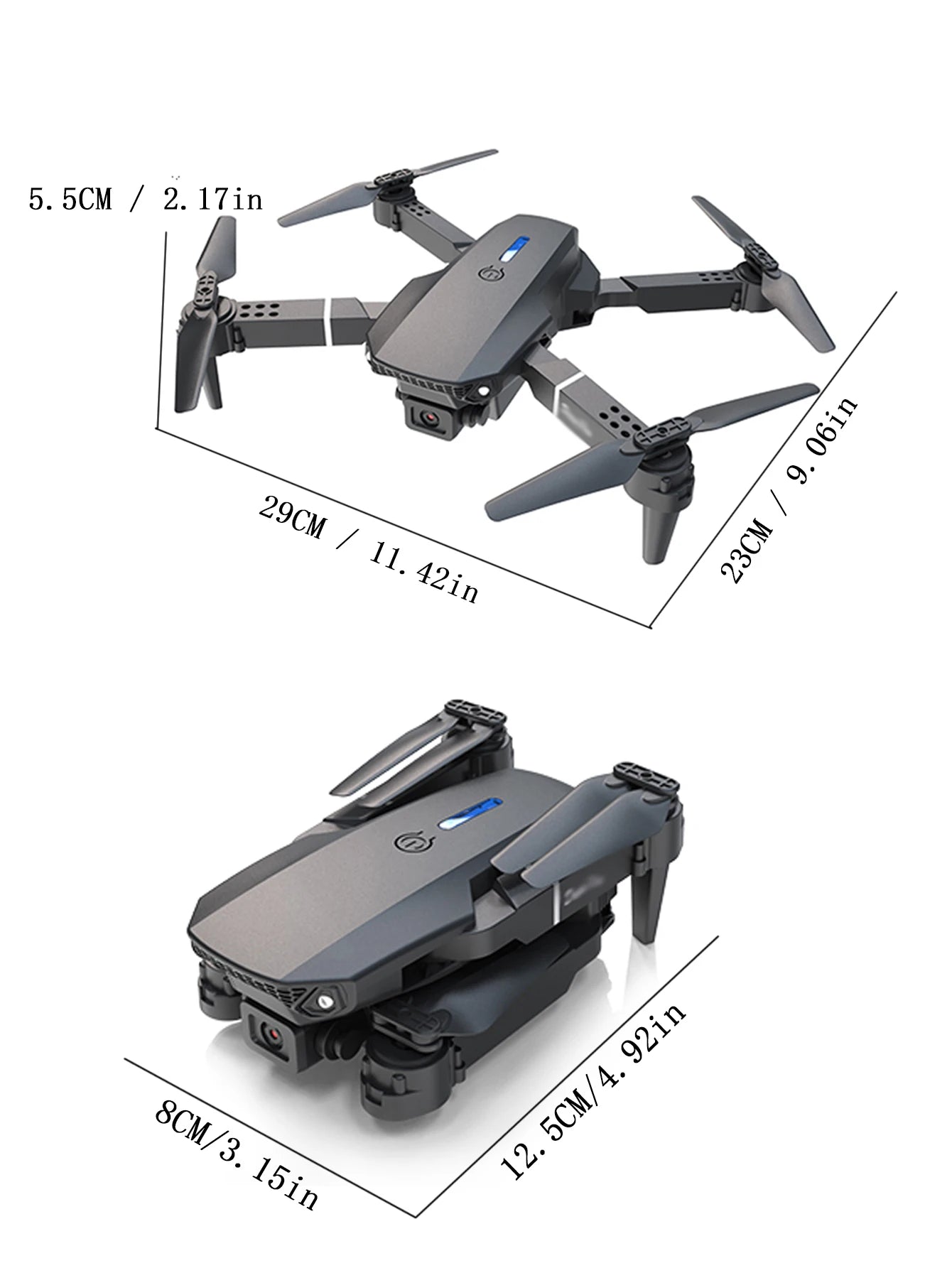 E88 4K Professional Drone, Wide-Angle HD Camera, WiFi FPV, Altitude Hold, Foldable RC Quadrotor Helicopter, Children's Toys (Camera Not Included)