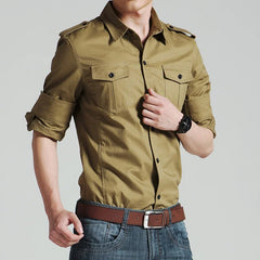 Chemises militaires pour hommes 2025 automne à manches longues vêtements de travail décontractés chemises de poche Camisas mince solide chemises militaires pour hommes Chemise Homme