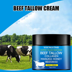 Tallow face cream with raw honey olive oil. Anti-aging face cream, wrinkle-dissolving collagen cream, smooths wrinkles, moisturizes, and firms. 