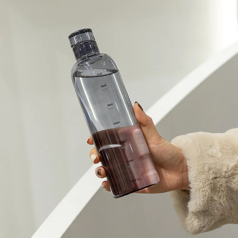 Nouvelle tasse d'eau Sport bouteille d'eau avec échelle de temps Couple en plastique Portable conteneur d'eau Anti-chute bouteille d'eau extérieure