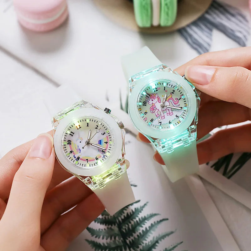 UTHAI C22 montre pour enfants montres brillent la nuit Quartz horloge numérique bracelet en Silicone mignon filles école primaire