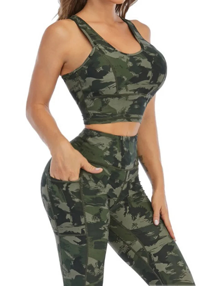 Cloud Hide – ensemble de Yoga Camouflage, vêtements de sport pour femmes, pantalons d'entraînement, Leggings, haut, soutien-gorge, chemise, costume de Fitness, S-XXL