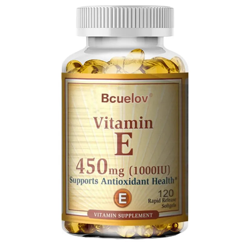 Bcuelov Vitamine E 1000 IU 450mg - pour la peau, les cheveux, la santé circulataire, le support du système immunitaire - supplément antioxydant