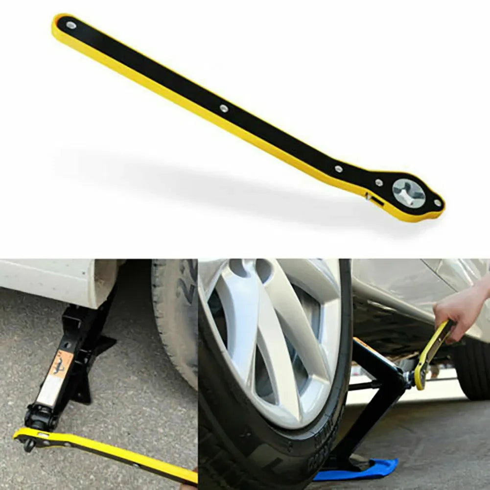 Clé à cliquet pour cric de voiture, ciseaux de voiture permettant d'économiser du travail, clé à cliquet pour pneu, clé à cosse de roue, outil de réparation manuel en acier à haute teneur en carbone