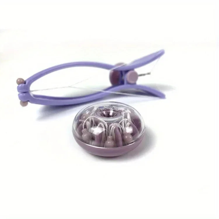 Portable purple facial hair remover with facial thread for beauty purposes