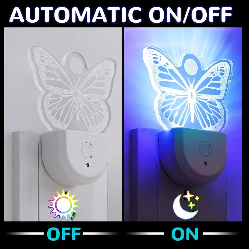 Veilleuses à brancher dans le mur, veilleuse à couleur changeante pour enfants, veilleuse LED RGB avec capteur du crépuscule à l'aube pour chambre d'enfants