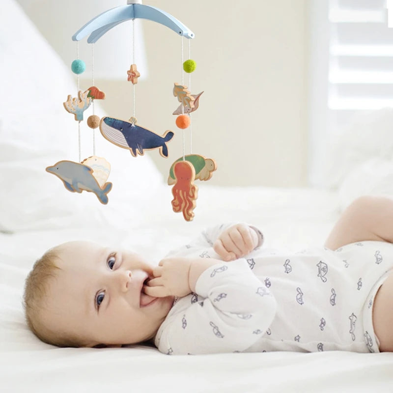 Hochets pour nouveau-né de 0 à 12 mois, jouets en feutre doux, cloche de lit de baleine, berceau Mobile suspendu, carrousel Musical, jouet pour garçons et filles, cadeau