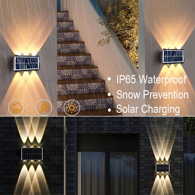 Projecteur extérieur 4/6/8LED lampe murale solaire éclairage supérieur et inférieur lampadaire étanche à énergie solaire pour balcon cour