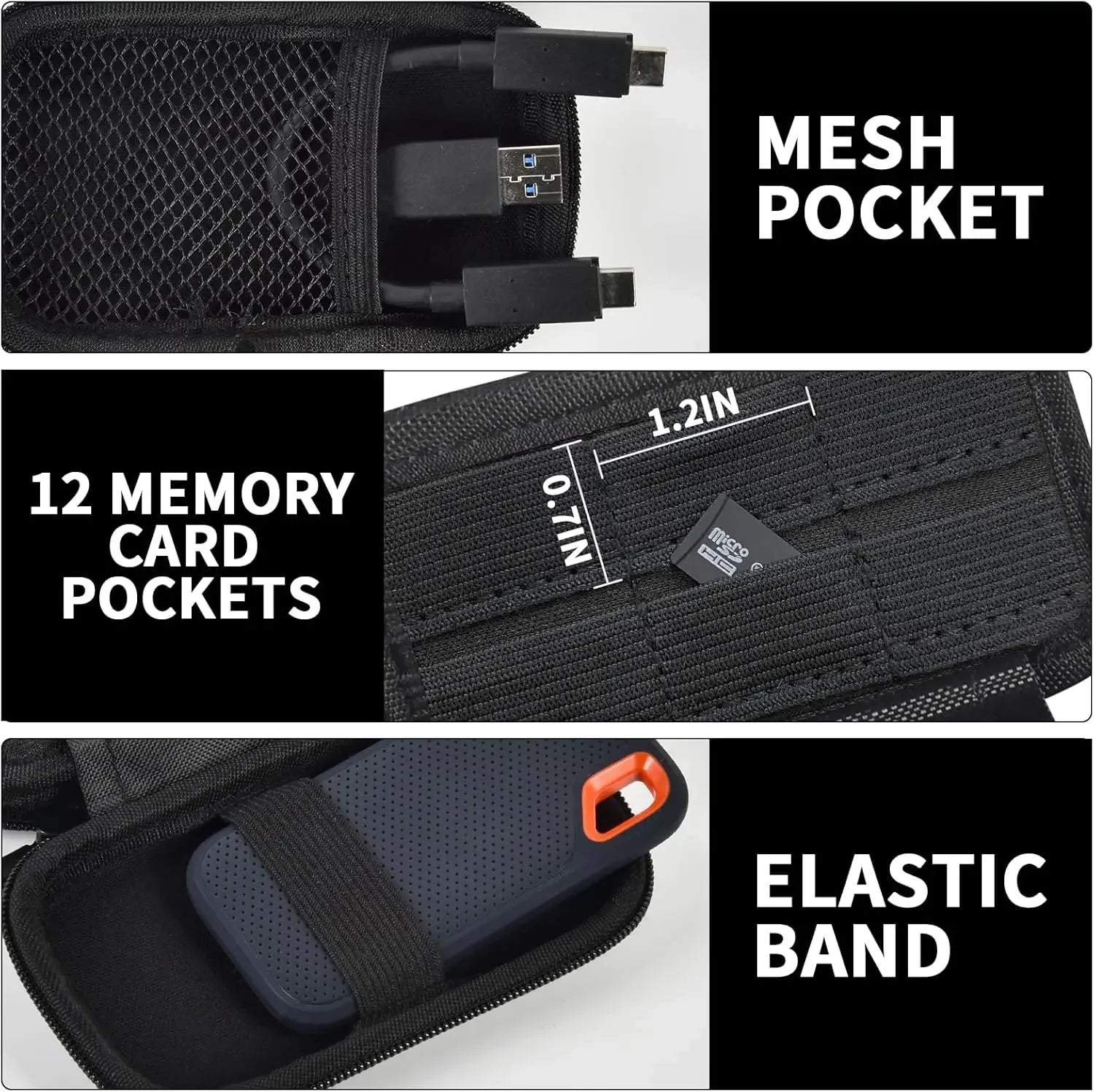 Étui Compatible avec SanDisk 1 To 2 To 4 To 500 Go/pour disque dur externe SSD PRO Extreme Portable, carte mémoire SD SDXC