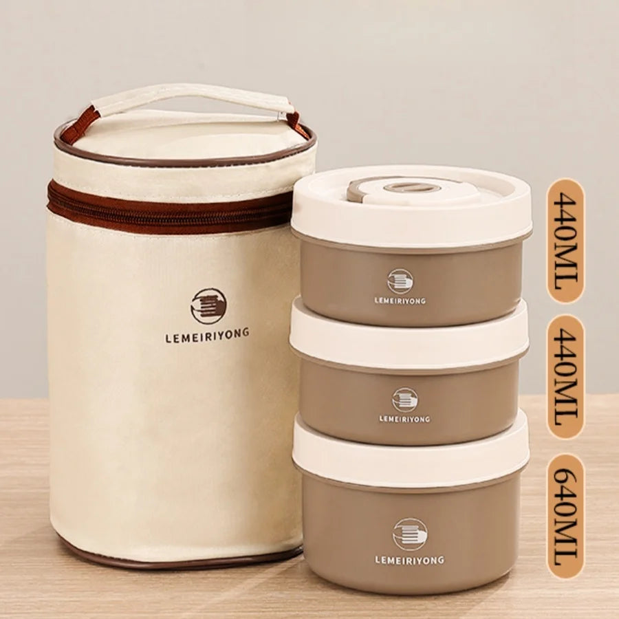 Boîte à déjeuner Portable, ensemble de conteneurs à déjeuner isolés, conteneur à déjeuner empilable Bento en acier inoxydable