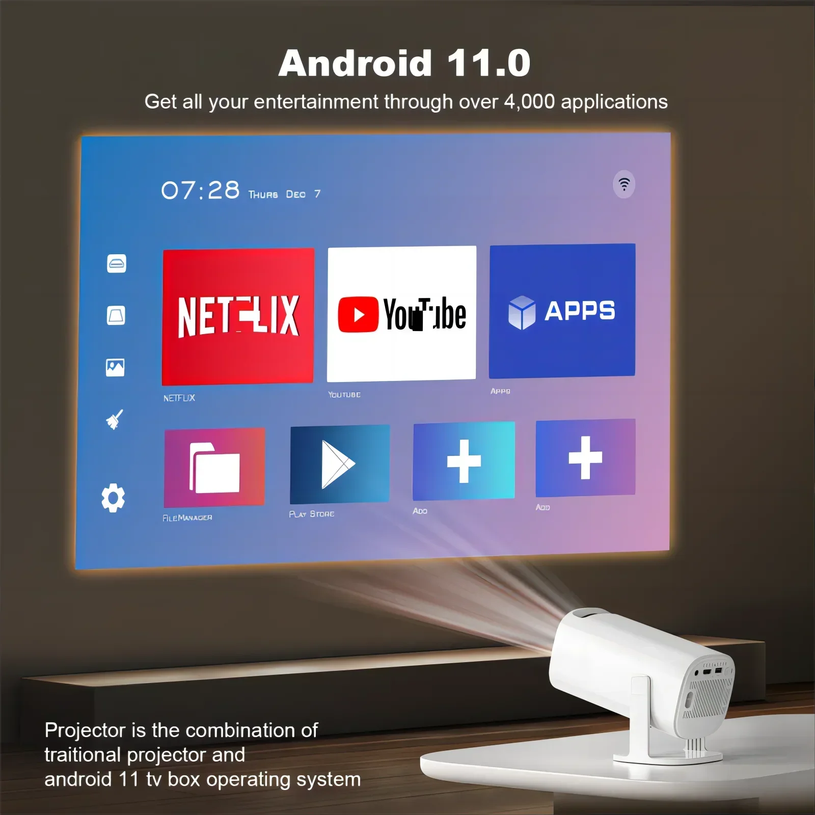 Projecteur de jeu 3D P30MAX, Console de jeu vidéo rétro, contrôleur sans fil 4K ULTRA HD, plug and play, Android11 BT5.0, cinéma maison 720P