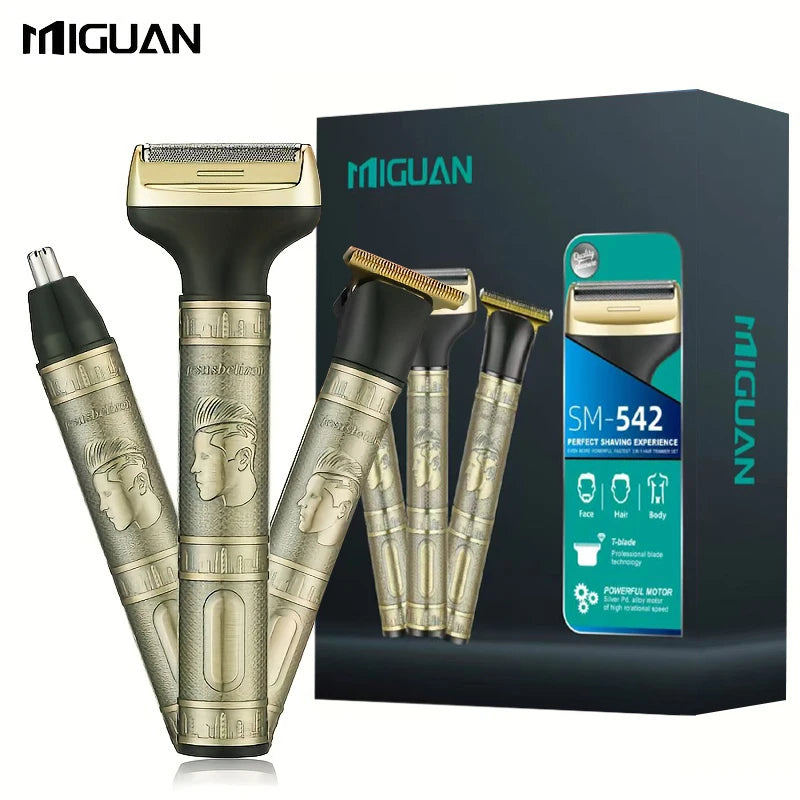 Professional 3-in-1 grooming kit for men: trim, shave, and style with a cordless electric razor
