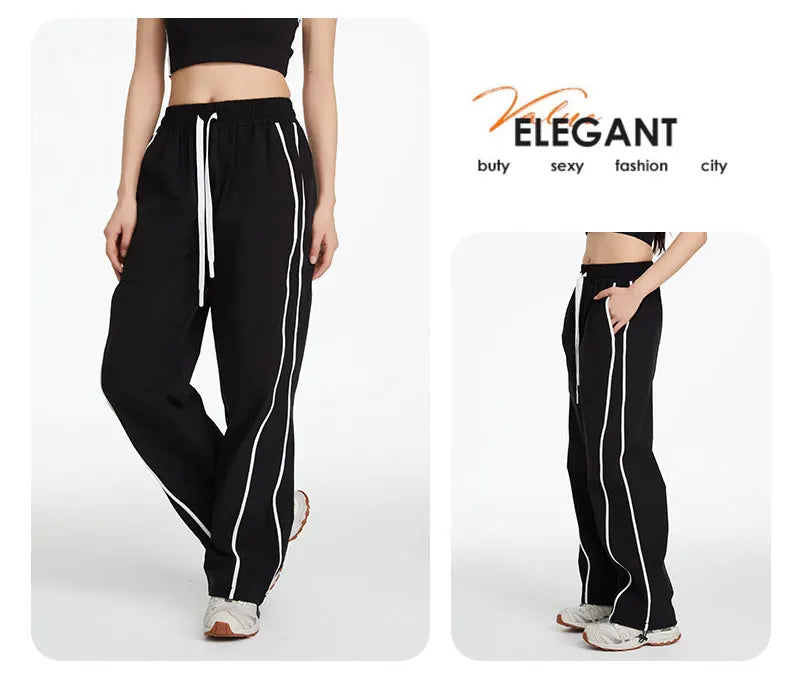 Women's sports pants, cool, windproof, outdoor mountaineering, loose fit, casual, wide legs, quick-drying, sun protection, summer