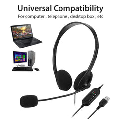Casque USB avec microphone, réduction du bruit, pour appels sur ordinateur, chat, centre d'appels, casque de service
