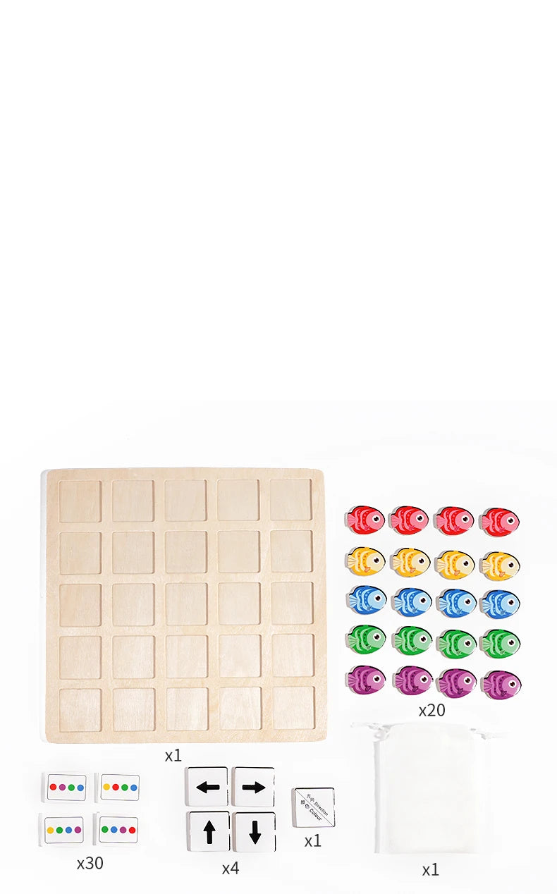 Jouets Montessori en bois pour enfants, entraînement à la pensée logique, Direction, Cognition des couleurs, jeu de société de combat éducatif