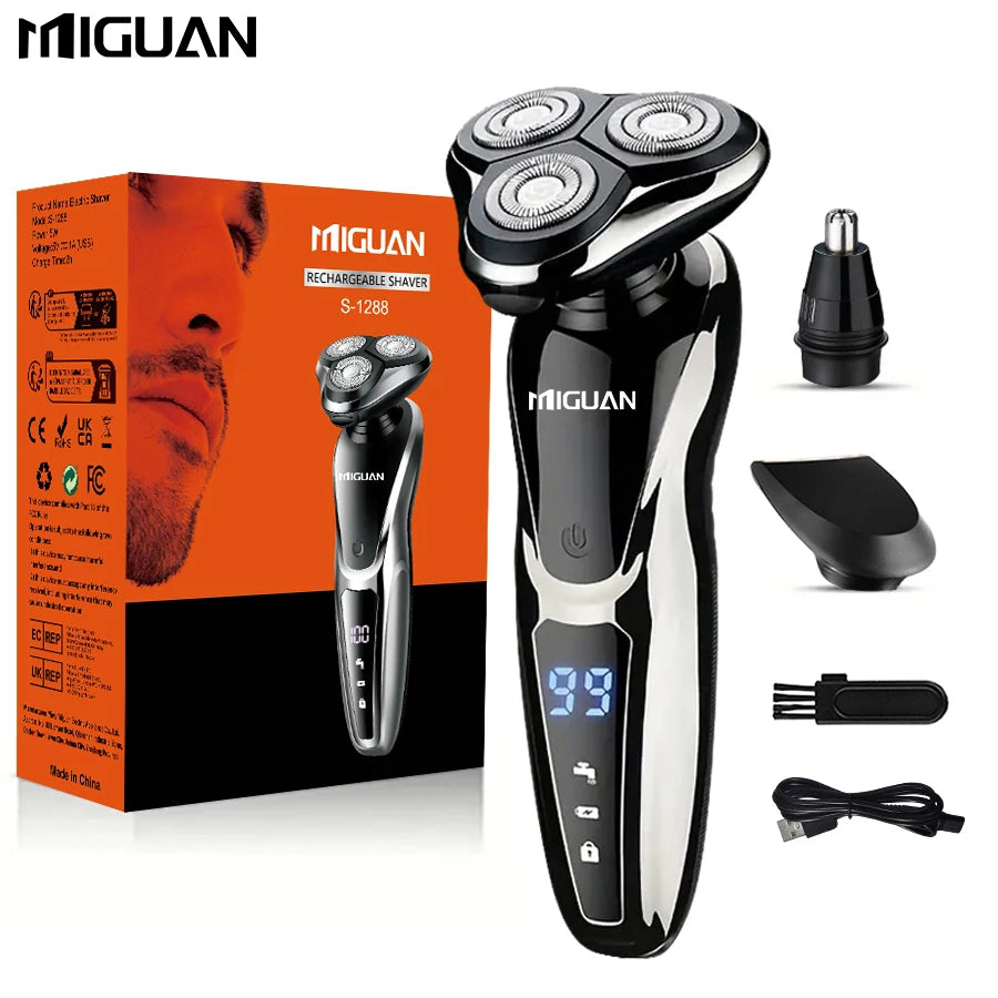 Rasoir électrique pour hommes, rasoir électrique 3 en 1, tondeuse à poils de nez, rasoir Portable rechargeable par USB, lame flottante 3D numérique