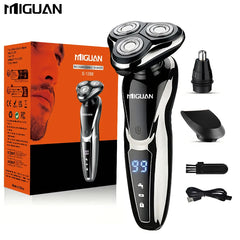 Rasoir électrique pour hommes, rasoir électrique 3 en 1, tondeuse à poils de nez, rasoir Portable rechargeable par USB, lame flottante 3D numérique