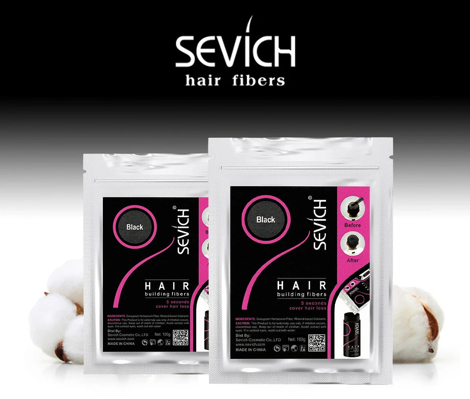 SEVICH fibre de cheveux 100g kératine fibre de cheveux poudre épaississante fibre de renforcement des cheveux Spray poudre de repousse instantanée perte de cheveux dissimuler