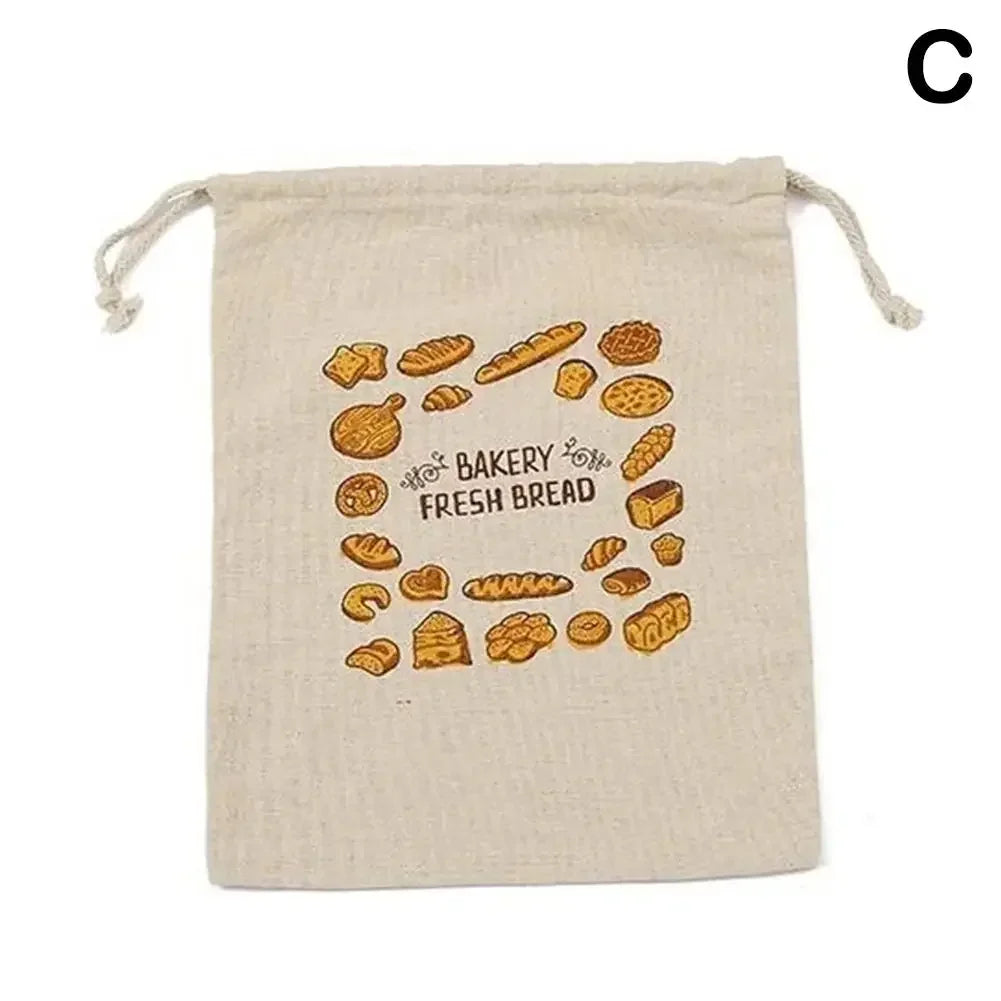 Sacs à pain en lin réutilisables avec cordon de serrage, grand rangement lavable, accessoires alimentaires, sac de rangement du pain, organisateur de cuisine non blanchi à la maison