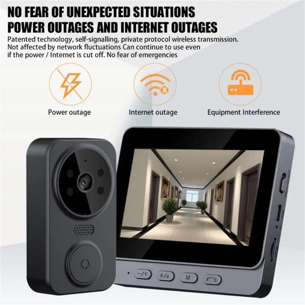 Ensemble de caméra de sonnette vidéo sans fil, caméra de sécurité intelligente avec Vision nocturne, WiFi 2.4G, HD, détection de mouvement, stockage en nuage