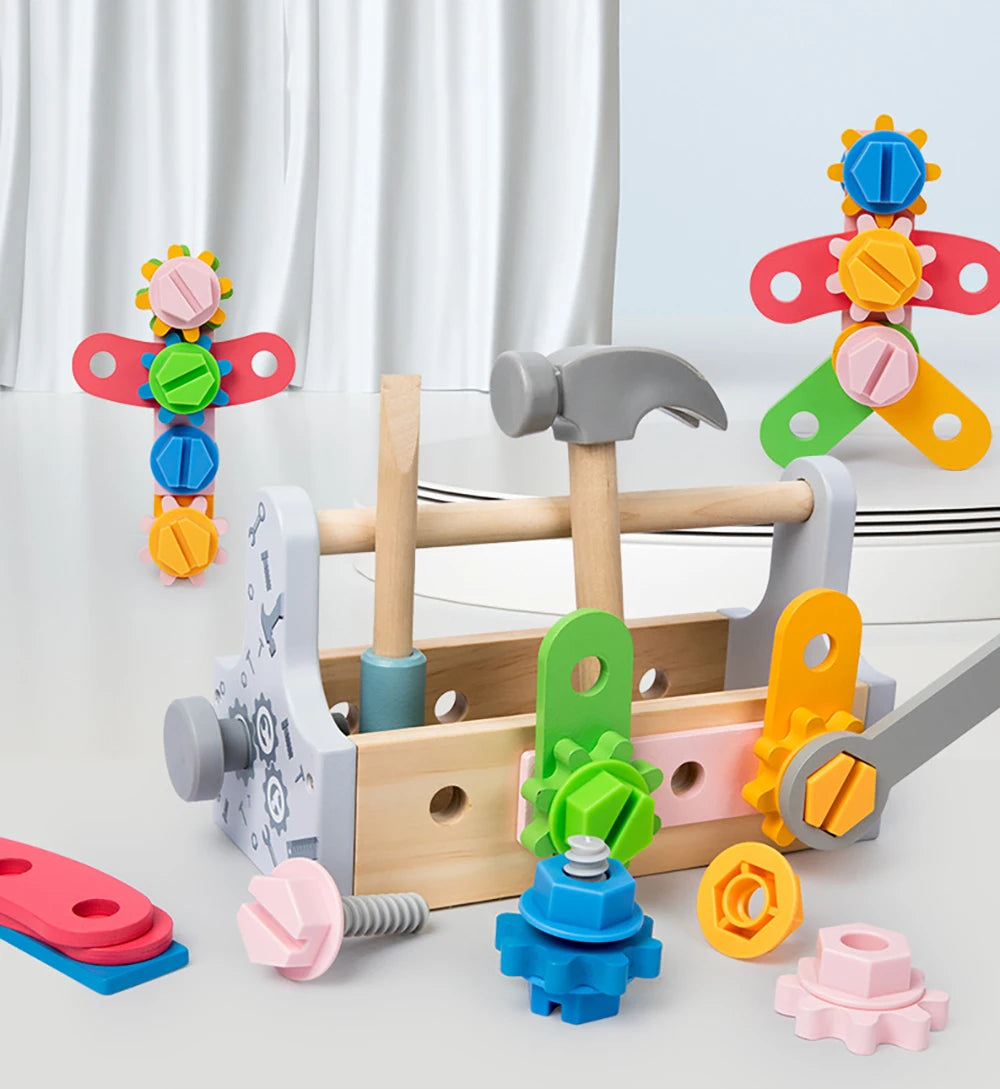 Jouets en bois, ensemble de jeu de Simulation, boîte à outils pour enfants, démontage d'écrou, assemblage de vis, jeux de réparation de Simulation, jouets sensoriels éducatifs