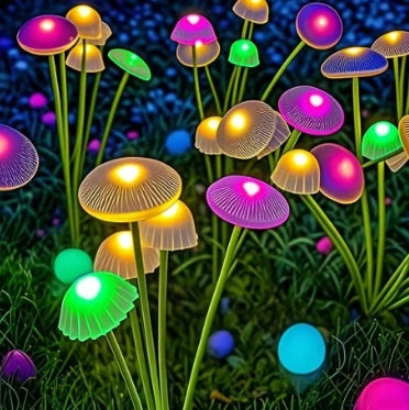Dual Mode LED Solar Garden Lights, Mushroom-Shaped Waterproof Garden Patio Path Jellyfish Design for Garden Ambiance