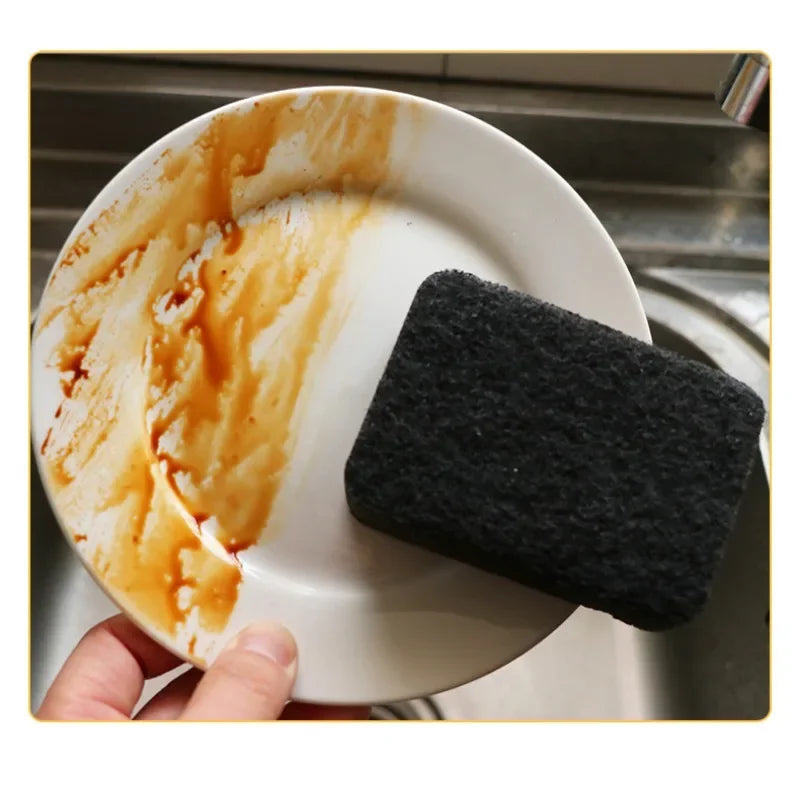 Éponge d'algues noires pour le nettoyage de la cuisine, vaisselle Non grasse, nettoyage de la vaisselle, Pots durables pour brossage de la vaisselle, ménage